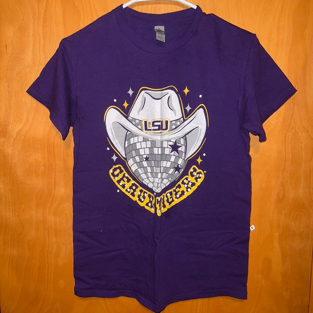 New girlie girl LSU disco tee S